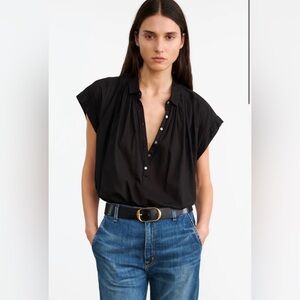 NWT Nili Lotan Normandy Blouse in Black Size XS